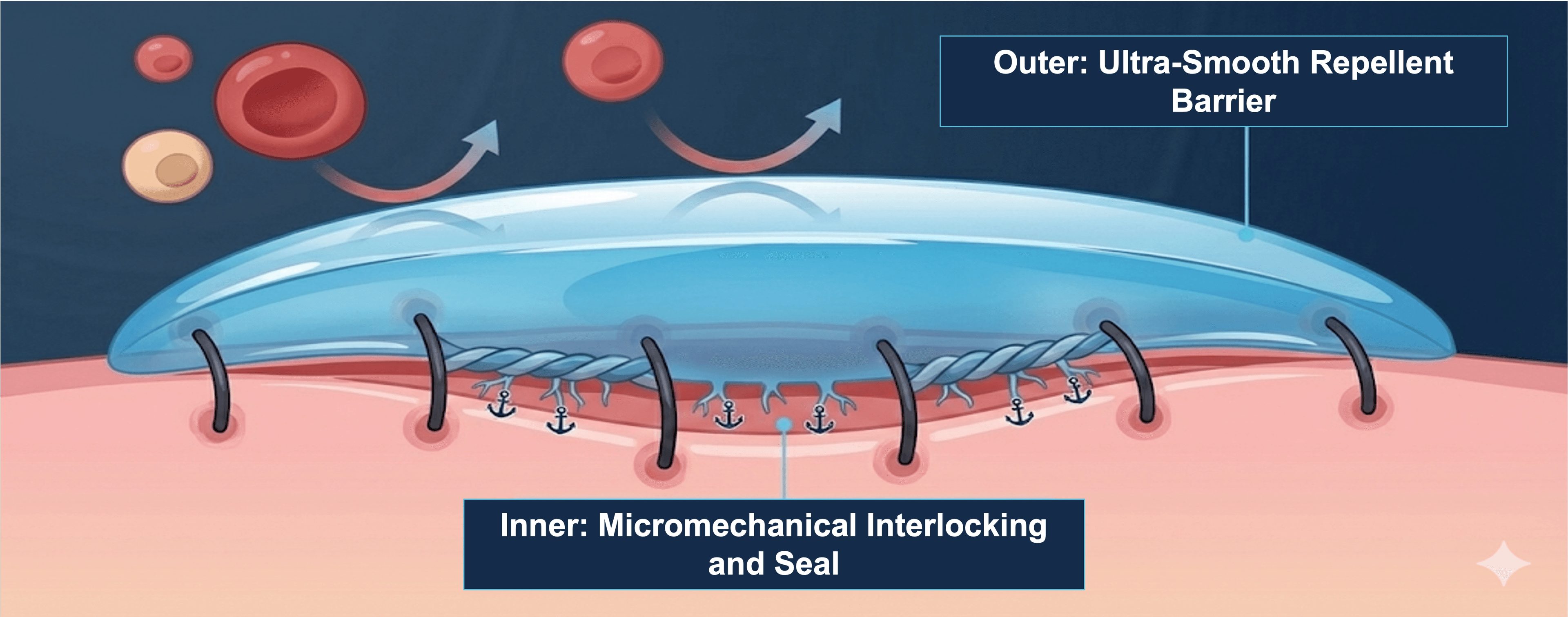 VetSeal anti-adhesion mechanism diagram